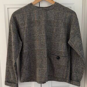 Zara Plaid Check Knit Top | Brown/Black Plaid | Minimalist Preppy | Size 11-12Y